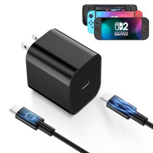 60W Charger for Nintendo Switch 2, Fast Charging USB C Cable for Switch 2 Accessories, AC Adapter with 5FT Cable Compatible with Nintendo 2,Lite,OLED,Steam Deck – Support TV Mode