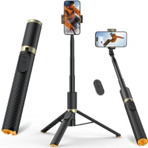 62″ Phone Tripod & Selfie Stick, Tripod for iPhone with Remote, Portable, Lightweight Travel Stand for Selfies Video Recording Vlog, Extendable Stand Compatible with iPhone Android
