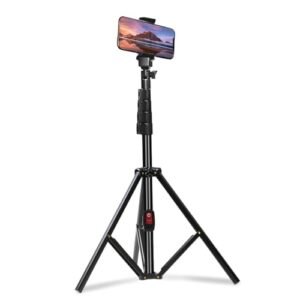62″ Portable Camera Mount Tripod Stand, Adjustable Phone Selfie Stick Stand for Cell Phone & Camera, Remote Control,Turdy & Stable Height,Selfie Stick Tripod for Video Recording