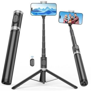 67″ Selfie Stick Phone Tripod, All-in-1 Cell Phone Tripod with Wireless Remote, Extendable Compact Tripods Portable Travel Stand for iPhone Android Selfie/Video Recording/Live Stream/Vlog