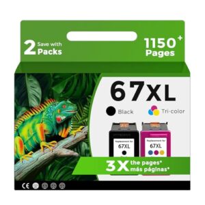 67XL Ink Cartridges Replacement for HP 67 XL Black Color Combo Pack for HP67 HP67XL 2700 2700e 4100 6400 4155e 2755e 6000 2855e 2752e 4100e 6458 6455e 4152 6055e 6052e 4152e 2742e 2755 6400e