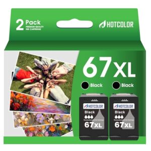 67xl Black Ink Cartridge Replacement for hp Ink 67 for hp 67 Cartridge use with deskjet 2755e 2700 4155e 2855e Envy 6055e 6000 6400 Printer (2 Black)