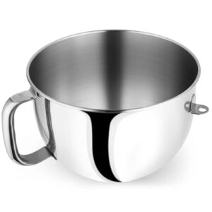 6QT Stainless Steel Mixer Bowl Compatible with Kitchenaid Stand Mixer, Kitchen Aid Mixing Replacement Bowl with Ergonomic Handle for 6QT Lift Mixer
