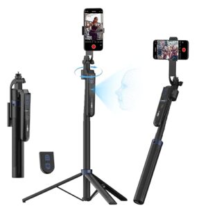 70” Auto Face Tracking Tripod, Extendable 360° Rotation Phone Tripod for iPhone and Android, Selfie Stick for iPhone w/Remote Control,Phone Holder Video Recording for TikTok(UTK-01)