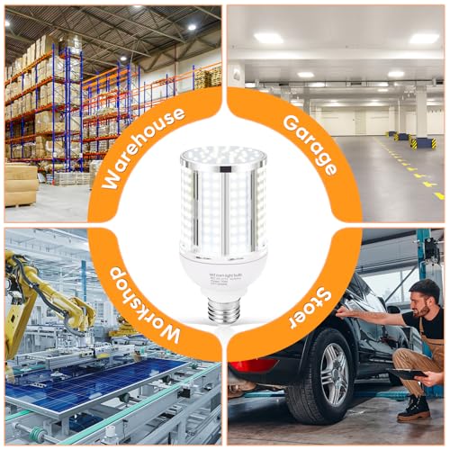 70W LED Corn Light Bulb(2 Pack),(700 Watt Equivalent) Fanless E26/E39 Medium/Large Mogul Base LED Cob Lamp 5000K Daylight 8,800LM for Outdoor Indoor Garage Warehouse Factory Workshop Street Backyard - Image 7