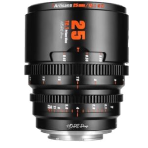 7artisans 10mm/16mm/25mm/35mm/50mm/85mm T2.1 Cine Lens for Canon RF Mount APS-C 260° Ultra Long Focus Large Aperture Prime Mirrorless Camera Lens for Portraiture/Street Photography/Humanistic(25mm)
