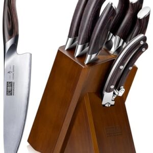 8-Piece Kitchen Knife Set, Japanese High Carbon Super Steel Knife Set with Block, Professional Ultra Sharp Chef Knife Set with Scissors
