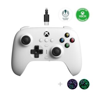 8Bitdo Ultimate Wired Controller for Xbox Series X|S, Xbox One and Windows, Hall Effect Joystick Update, PC Gaming Gamepad with Back Buttons, Trigger Vibration – Officially Licensed (White)