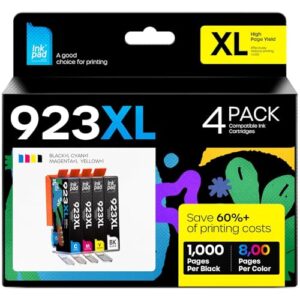 923XL Ink Cartridges Combo Pack Compatible with HP 923 Ink Cartridges (with Chip) Replacement for HP OfficeJet Pro 8120 8123 8130 8133 Printers (BK/C/M/Y)