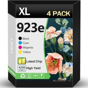 923e 923XL with Chip Ink Cartridges Combo Pack Replacement for OfficeJet Pro 8120e 8122e 8130e 8132e 8135e 8138e 8139e Printer 4 Pack Black Cyan Magenta Yellow Extra Large Capacity