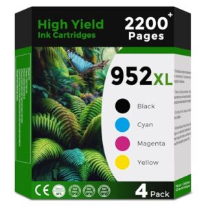 952XL Ink Cartridge Combo Pack Compatible for HP 952 XL HP952 HP952XL to Officejet Pro 8710 7740 8720 8702 8210 7720 8715 8730 8740 8216 8725 8200 Printers (Black Cyan Magenta Yellow 4-Pack)