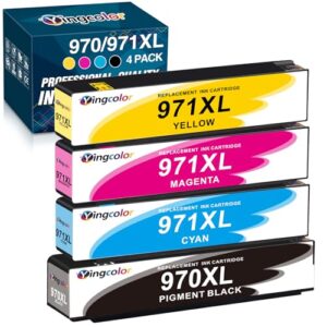 971XL 970XL Ink Cartridges Replacement for HP Ink Cartridges 970 971 Compatible with HP X576dw X476dw X476dn X551dw X451dn X451dw Printer-(970xl 971xl Ink bk c m y) 4 Packs