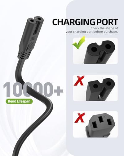 AC Power Cord Cable Fit for Sony PS5 PS4 PS3 Slim PlayStation 5 4 3, Xbox Series X/S, Xbox One X/S, TV, Printer Universal 2 Prong Supply Replacement - (ETL Listed Cable) - Image 3