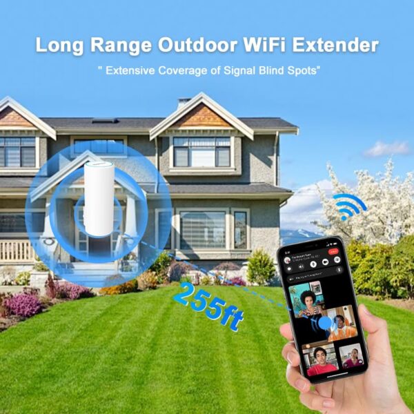 AC1200 WiFi Extender, 2025 Best WiFi Extender, 1.2Gbps home signal booster, Dual Band 5GHz/2.4GHz, Up to 255 Sq.ft and 68 Devices, EasyMesh Compatible, One Ethernet Port,TUYA APP Smart Control - Image 4