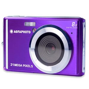 AGFA Photo Realishot DC5200 – Compact Camera, 21MP, 2.4 inch LCD Screen, 8X Digital Zoom, 720p HD Video, Lithium Battery, SD Cards, Scene Modes – Purple