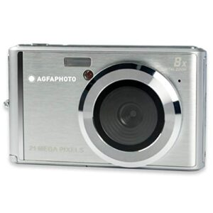 AGFA Photo Realishot DC5200 – Compact Camera, 21MP, 2.4 inch LCD Screen, 8X Digital Zoom, 720p HD Video, Lithium Battery, SD Cards, Scene Modes – Silver