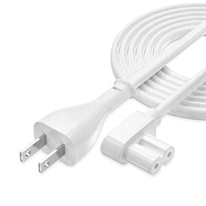 AGVEE 10ft TV Power Cord, 90 Degree Angled L-Shaped UL Listed 2-Prong AC Power Cable IEC C7 C8 Compatible with Samsung LG Sony Insignia Apple TV LCD LED, Vizio Roku JBL Partybox, White