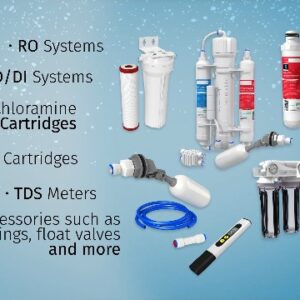 Aquatic Life 4-Stage Reverse Osmosis Deionization Water Filter System RO/DI Filtration Unit with Carbon Plus Cartridge, 100 GPD
