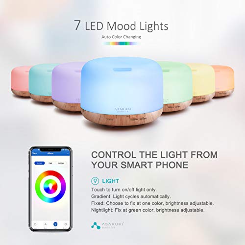 ASAKUKI Smart Wi-Fi Essential Oil Diffuser, App and Voice Control Compatible with Alexa, 500ml Aromatherapy Humidifier for Relaxing Atmosphere in Home Office Bedroom Gold - Image 4