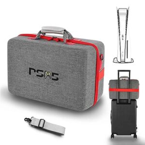 ASNOMY Carrying Case Compatible with PS5, Hard Shell Carry Case Travel Bag, Organizer Protective Cases for Playstation 5 Console,Dual Controller and Accessories[Not suitable with 2023 “slim version]