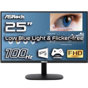 ASRock 25 inch 100 Hz Light Gaming Monitor for Home Office (Low Blue Light & Flicker-Free) IPS