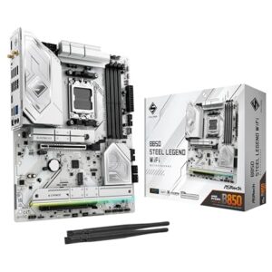 ASRock AMD B850 Steel Legend WiFi 7 Socket AM5 Ryzen 9000, 8000 and 7000 Series DDR5 up to 8000+ (OC) MHz 256GB ATX Motherboard M.2 SATA3 6.0 Gb/s PCIe 5.0 1 HDMI