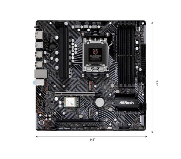 ASRock B650M PG Lightning WiFi 6E AMD Ryzen 9000/8000/7000 Series Socket AM5 B650 DDR5 up to 7200+ (OC) MHz 256 GB SATA3 6.0 Gb/s Micro ATX Motherboard M.2 RGB LED BIOS Flashback - Image 3