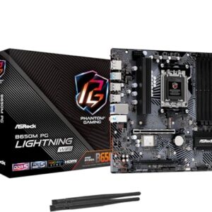 ASRock B650M PG Lightning WiFi 6E AMD Ryzen 9000/8000/7000 Series Socket AM5 B650 DDR5 up to 7200+ (OC) MHz 256 GB SATA3 6.0 Gb/s Micro ATX Motherboard M.2 RGB LED BIOS Flashback