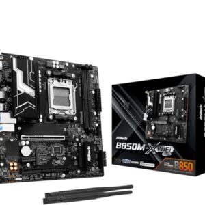 ASRock B850M-X WiFi R2.0 AM5 Micro-ATX Motherboard: Supports AMD Ryzen 9000/8000/7000 CPUs, DDR5 8200+ (OC), PCIe 5.0, Wi-Fi 6E, 2.5G LAN, USB-C, BIOS Flashback
