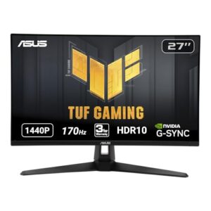 ASUS TUF Gaming 27″ 2K HDR Monitor (VG27AQ1A) – QHD (2560 x 1440), IPS, 170Hz (Supports 144Hz), 1ms, Extreme Low Motion Blur, Speaker, G-SYNC Compatible, VESA Mountable, DisplayPort, HDMI,BLACK
