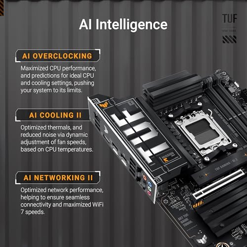 ASUS TUF Gaming X870-PLUS WiFi AMD AM5 X870 ATX Motherboard, 16+2+1, 80A SPS Power Stages, DDR5, PCIe 5.0 Ready, Four M.2 Slots, Wi-Fi 7, 2.5Gb LAN, HDMI, USB4® 40Gbps, SATA 6 Gbps, USB 20Gbps Type-C - Image 3
