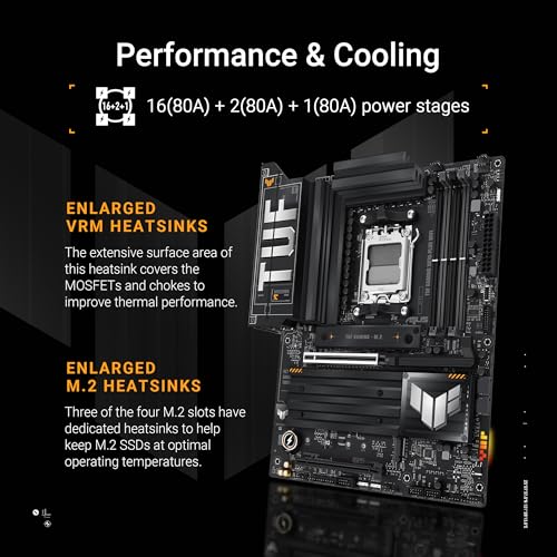 ASUS TUF Gaming X870-PLUS WiFi AMD AM5 X870 ATX Motherboard, 16+2+1, 80A SPS Power Stages, DDR5, PCIe 5.0 Ready, Four M.2 Slots, Wi-Fi 7, 2.5Gb LAN, HDMI, USB4® 40Gbps, SATA 6 Gbps, USB 20Gbps Type-C - Image 4