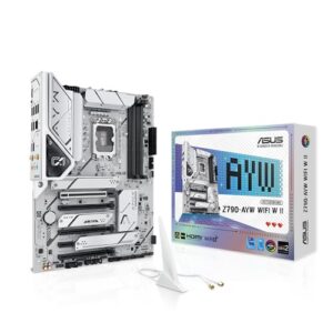 ASUS Z790-AYW WiFi W II Intel Z790 (LGA 1700) ATX Motherboard with PCIe® 5.0, 3X M.2, 12+1 DrMOS, DDR5, WiFi 6, 2.5Gb LAN, HDMI, USB 10Gbps Type-C®, USB 10Gbps Type-C®, Thunderbolt™, USB4®, Aura Sync