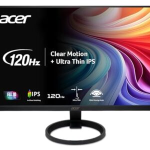 Acer R240Y G0bi 23.8″ IPS Full HD (1920 x 1080) Ultra-Thin Gaming Office Monitor | Adaptive-Sync Support (FreeSync Compatible) | Up to 120Hz Refresh | 1ms (VRB) | 99% sRGB | Tilt | HDMI & VGA Ports