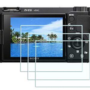 Alpha ZV-E10 Screen Protector for Sony ZVE10 (Not Fit ZVE10 II )Camera(for Accessories) with Hot Shoe Cover,HUIPUXIANG 0.3mm High Definition 9H Hardness Optical LCD Premium Glass Protective Cover [3+1 Pack]