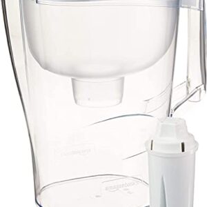 Amazon Basics 10-Cup Water Pitcher with Filter Compatible with Brita for Clean, Crisp Water, WQA and NSF Certified, Made in Europe