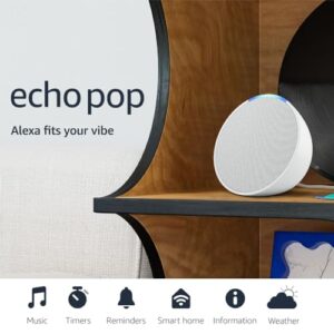 Amazon Echo Pop (newest model), Our smallest Alexa speaker, Fits in any room, Glacier White
