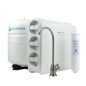 Aquasana SmartFlow Reverse Osmosis Water Filter System – High-Efficiency Under Sink RO Removes up to 99.99% of Fluoride, Arsenic, Chlorine, and Lead – Brushed Nickel Faucet