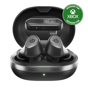 Arctis GameBuds for Xbox/PC/PS5/Switch/Mobile — Quick-Switch 2.4GHz + Bluetooth 5.3 — Active Noise Cancelling — Mobile App w/Sound Presets — Water Resistant IP55 — 40H Battery with Qi Charging Case