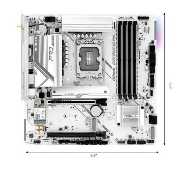 Asrock B760M Pro RS WiFi White Intel Micro ATX Motherboard DDR5 DIMM 7200 MHz 256 GB LGA1700 SATA3 6.0 Gb/s LED M.2 - Image 3
