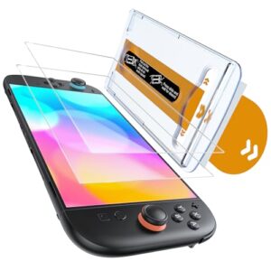 Auarte 2 Pack Screen Protector for Switch 2 Console (2025) with Auto Alignment Frame, Tempered Glass for Nintendo Switch 2 Screen Protector [Military-grade Shockproof], 7.9 inch Clear