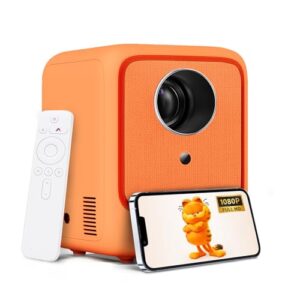 【Auto Keystone】Portable Mini Projector Supports 1080P, Bluetooth WiFi Video Projector, 10000 Lumens, Heyup Boxe Lite Outdoor Projector For IOS/Android/HDMI/TV Stick/PS5/USB, Orange