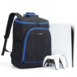 BGTREND PS5 Carrying Case, Playstation Backpack, Gaming Console Bag with Multiple Pockets for Accessories and 15.6″ Laptop, Portable for Travel and Storage, Black