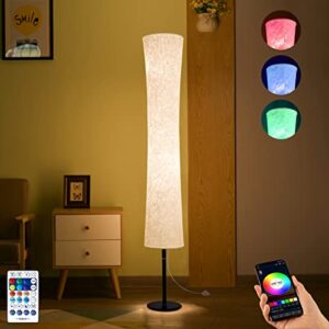 BLUEYE Floor Lamp,RGBCW 2700K-6500K,APP & Remote&Smart Voice Control, 2 X 60W Equivalent, No Hub Required,Compatible with Alexa Google Assistant, 60” Standing Lamp for Bedroom, Similar Fabric