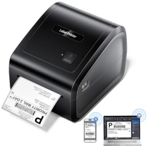 Bluetooth Thermal Label Printer 4×6, Ethernet Shipping Label Printer, D550 Pro Wireless Thermal Shipping Label Printer for Small Business, Office, Home, Support Bluetooth/Ethernet/USB