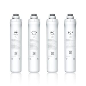 Bluevua RO100ROPOT 4-Pack Replacement Filter Set, Pack of 4 Filters: 1 PP, 1 CTO, 1 RO, 1 PCF
