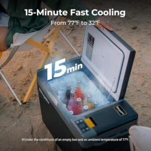 BougeRV 12 Volt Refrigerator, CRPRO 21 Quart 12V Car Fridge, Portable Freezer (-8℉~50℉), Compressor Electric Cooler with 12V/24 DC, 110-240 AC for Outdoor Camping Overlanding Truck RV SUV Van