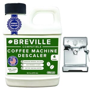 Breville Espresso Machine Compatible Descaler – 1 YEAR SUPPLY – Concentrated Descaler for Breville – 16 oz Coffee Maker Cleaner for Breville, Nespresso, Delonghi, Espresso Machine – 4 Uses