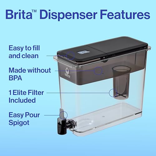 Brita UltraMax Large Water Dispenser with 1 BritaPlus Filter, 27 Cup, Black (Package May Vary) - Image 8