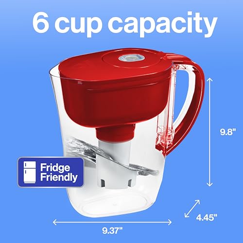 Brita Water Filter Pitcher for Tap and Drinking Water with 1 Standard Filter, Lasts 2 Months, 6-Cup Capacity, BPA Free, Red - Image 5